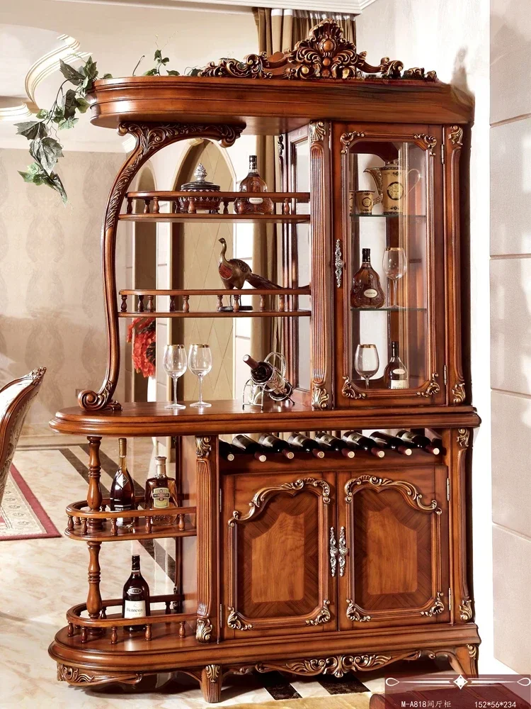 American-Style Solid Wood Living Room Hallway European-Style Double-Sided Hallway Isolated Segment Hallway Screen Curio Cabinet