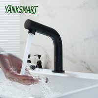 YANKSMART Matte Black Bathroom Faucet Automatic Touch Sense Faucets Deck Mounted Basin Sink Free Touch Hot And Cold Water Tap