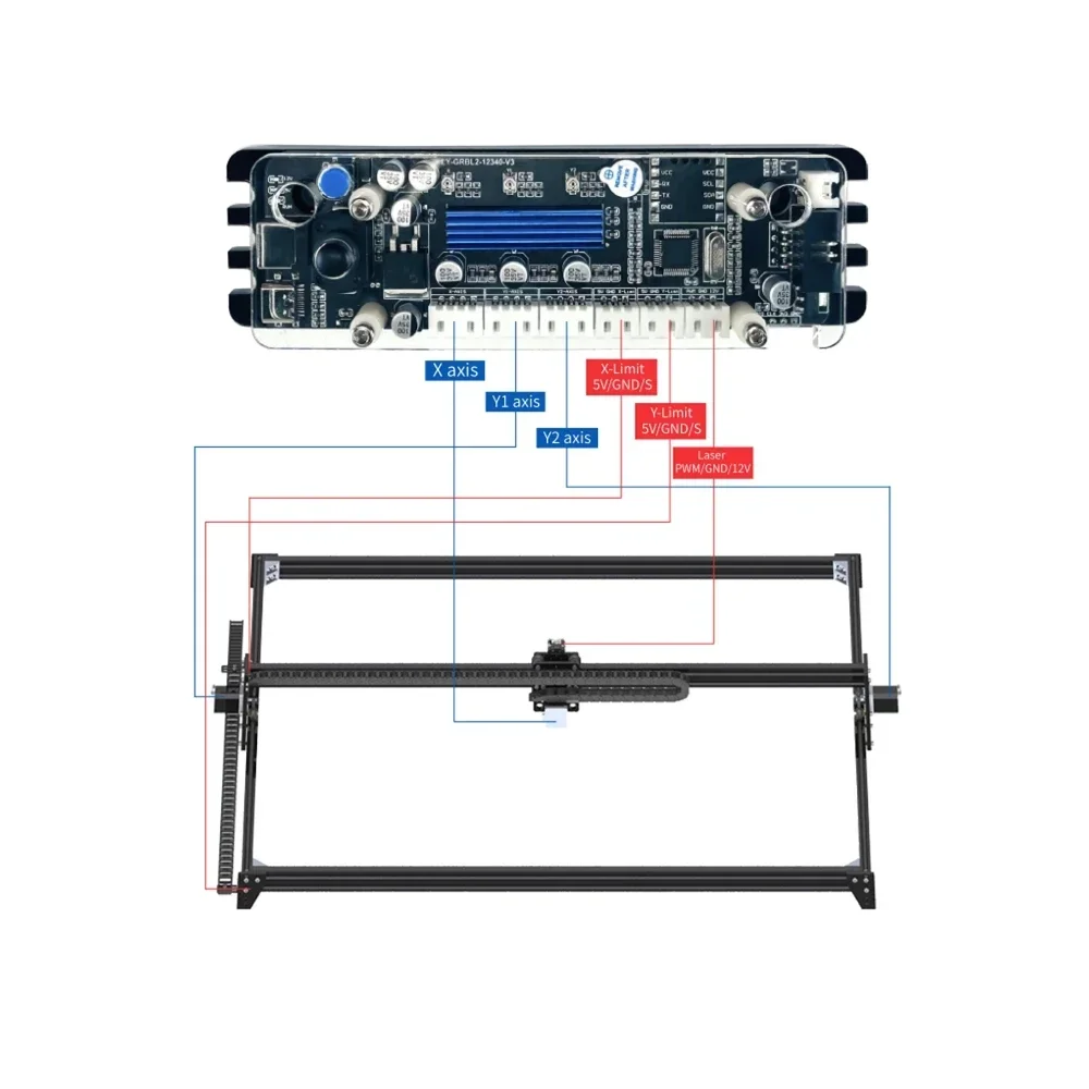 DIY GRBL 32‑Bit 4.0 Laser Engraver Control Board, Type‑C Port 2‑Axis Integrated Driver Controller, Support 5V 12V Power Supply