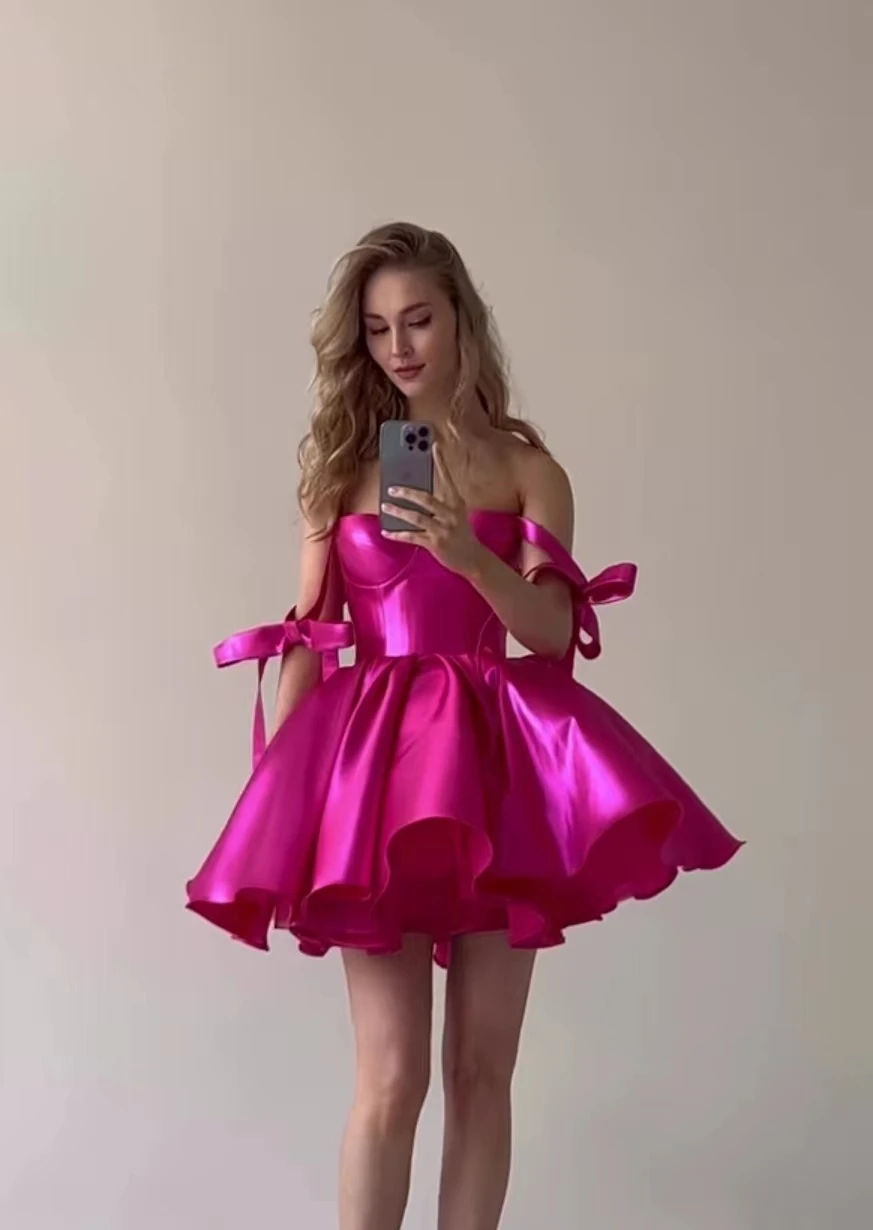 AsaNagi Women Off The Shoulder A-line Sweetheart Evening Dress Summer Party Mini Short Sexy And Cute Style Dresses 2023