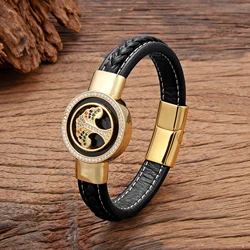 High Quality Luxury Designer Man Bracelet Cubic Zirconia Charm Leather Women Hand Bracelet Jewelry Accessories Gifts