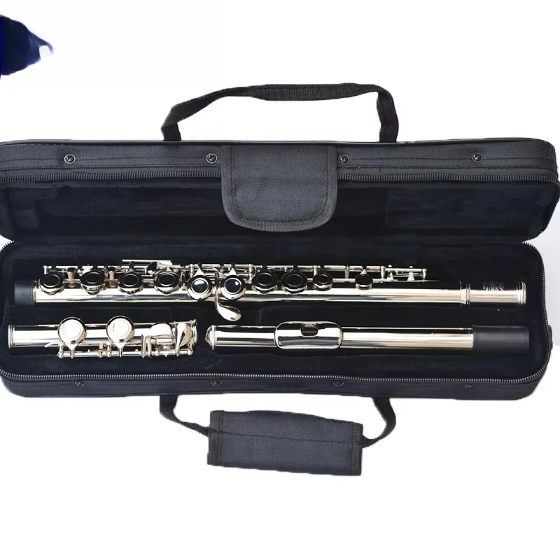 sweet flute16/17 Close/Open Holes C Key Flute Instrument Cupronickel Nickel Plated Concert Flute with E Key