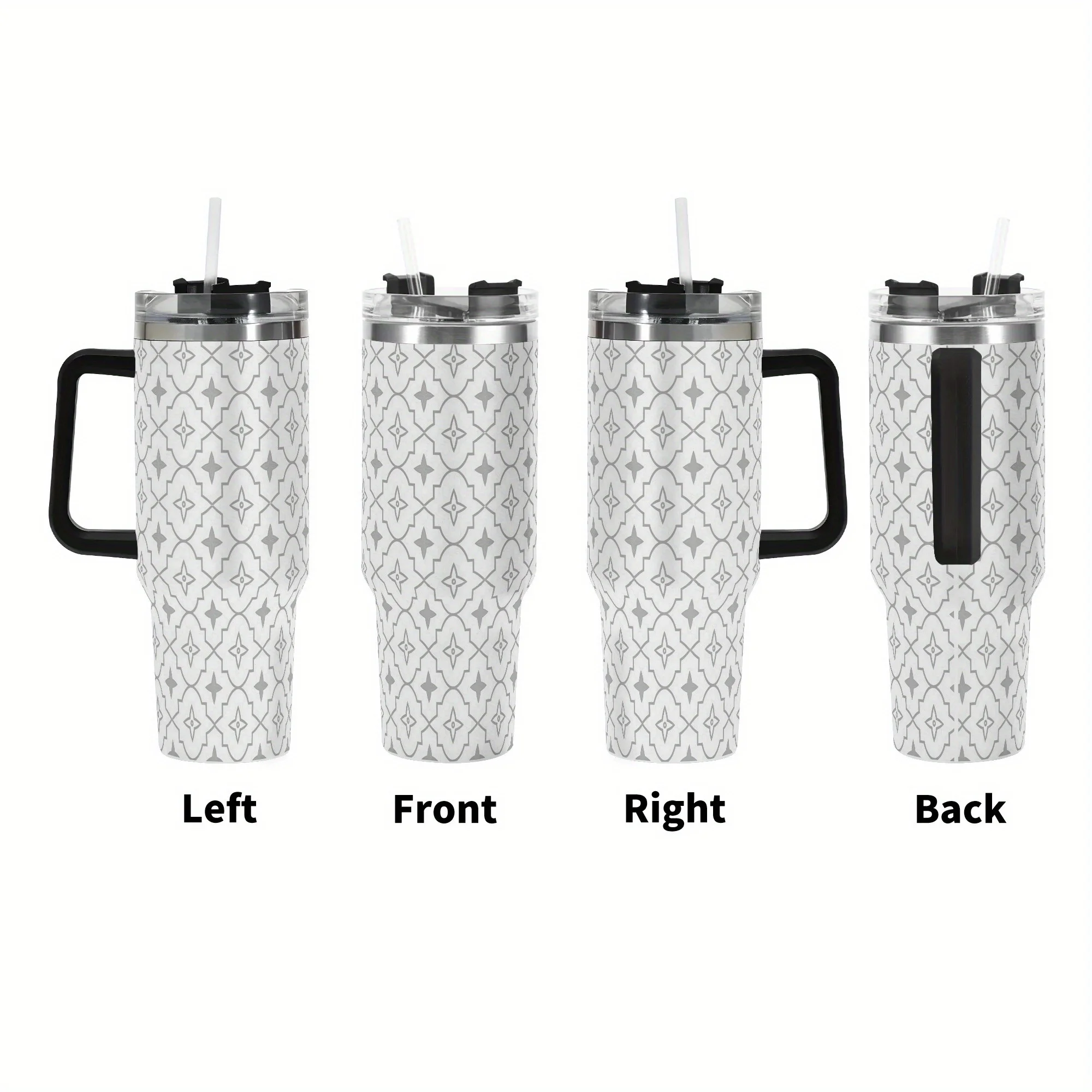 

1pc Olive Grid Design 40 Oz Stainless Steel Wall Vacuum Cup, Keeps Beverages Hot Or Cold, Fits Straw, Classic Design