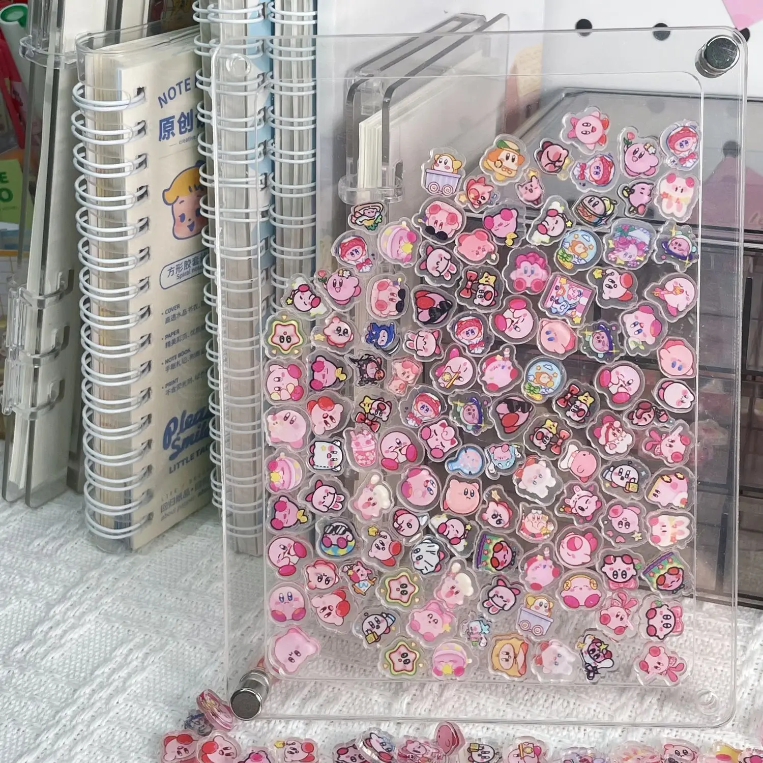 Kirby 1cm Cute Cartoon Ins Acrylic Pieces Mini Mixed Frame Ring Holder Hair Tie Accessories view 5