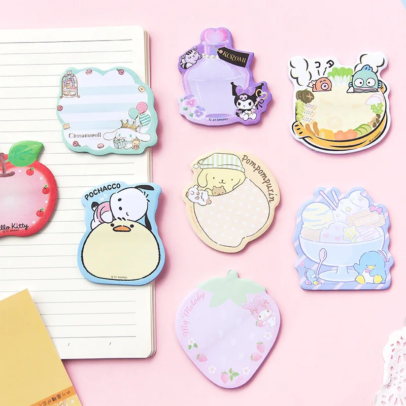 Imagem -03 - Lot Kuromi Melody Memo Pad Sanrio Pochacco Sticky Notes Stationery Label Notepad Planner Sticker Post School Supplies 10 Pcs