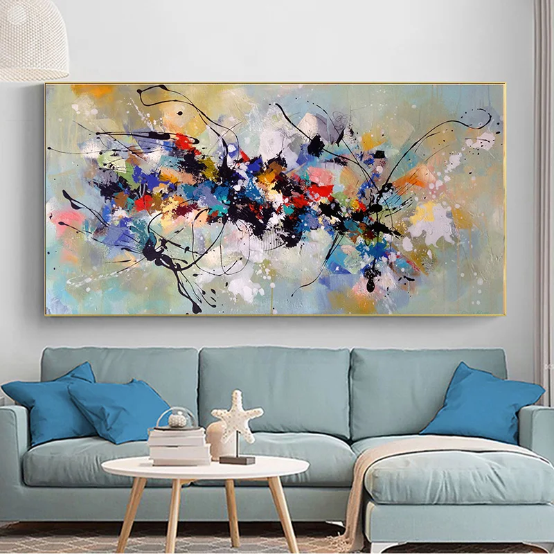 추상 다채로운 캔버스 회화 Quadro 꽃 포스터 및 인쇄 벽 예술 그림 Cuadros 거실 홈 장식 프레임 없음