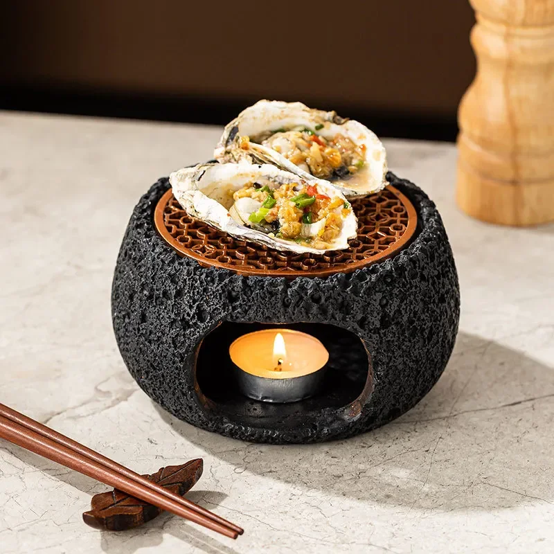 

Creative Mini Oven Seafood Abalone Shell Chinese Hotel Candle Heating Furnace Insulation on The Table
