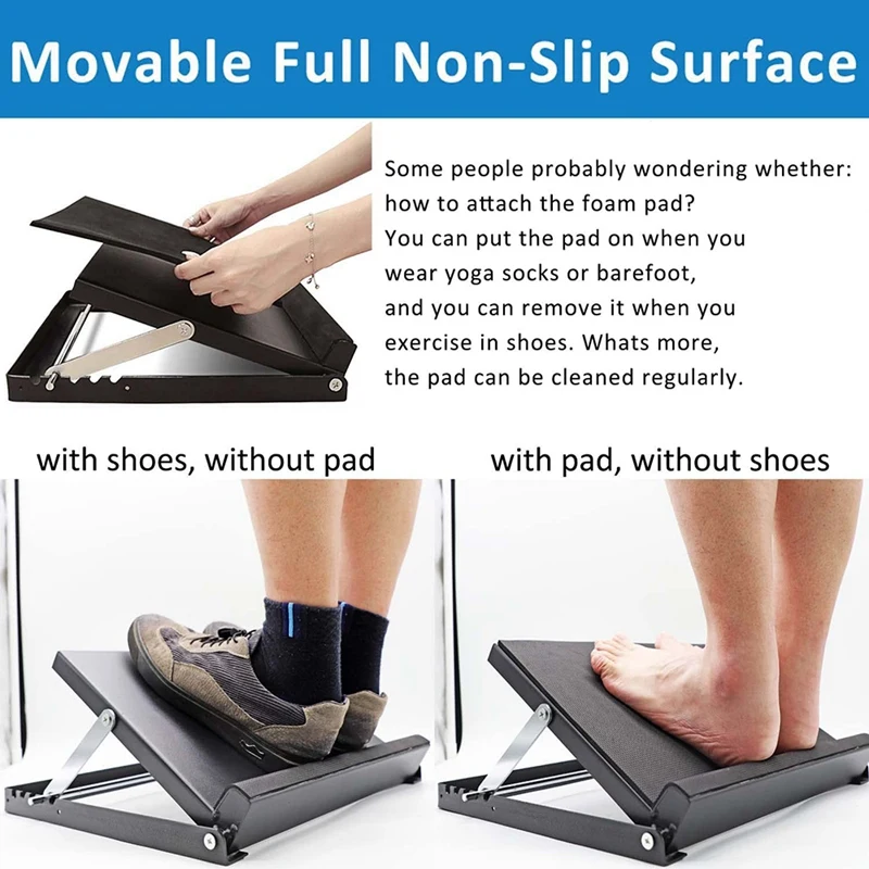 Professional Steel Slant Board With Heel Support & Movable Full Non-Slip Surface, Calf Stretcher,(500 LB Capacity)