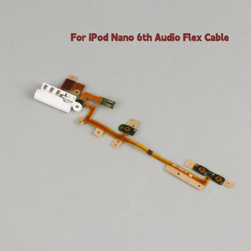 Cable flexible blanco premium con botón de volumen y conector de audio para iPod Nano 6 de 6ª generación