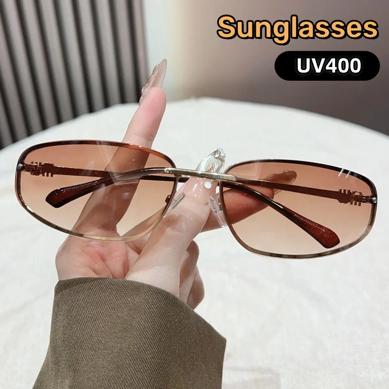 

High-quality Small Framed Oval Shaped Cat Eye Women's Sunglasses Personality UV Resistant Stage Performances Shades Glasses