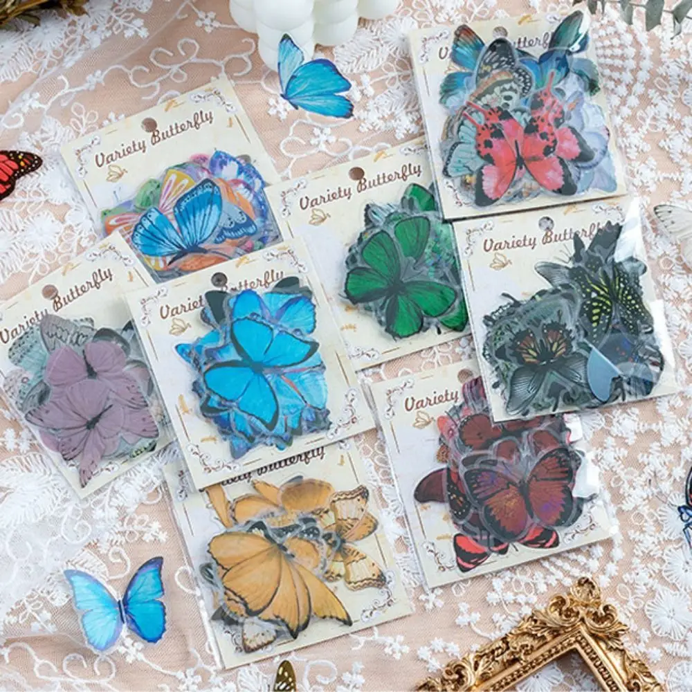 40PCS Colorful Butterfly Scrapbook Sticker Waterproof Vintage Stationery Sticker PVC INS Style Mobile Sticker