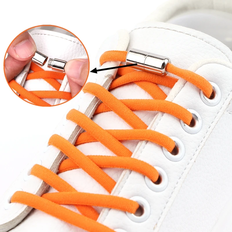 New Elastic No Tie Shoelaces Metal Lock Shoe Laces for Kids Adult Sneakers Quick Shoelaces Semicircle Shoelaces Lazy Laces Lace