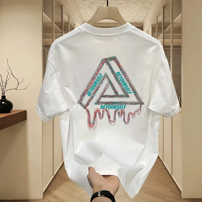 Cotton High Quality Printed T-shirt Short Sleeve Comfortable Soft Loose Fashion Top T-shirt American Retro T-shirt Men