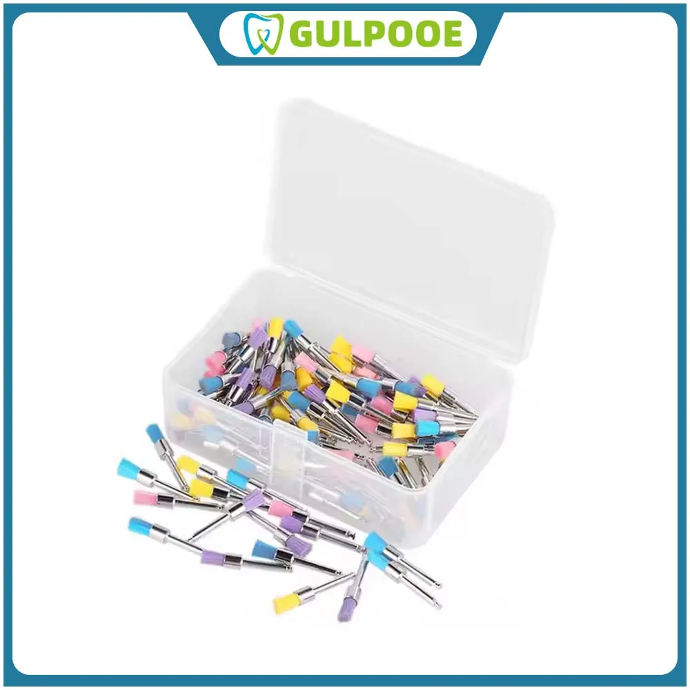 

GULPOOE 100Pcs Dental Polishing Brush Prophy Brushes Laboratory Nylon Buckle Small Plane Polishing Disposable Dental Care Brush