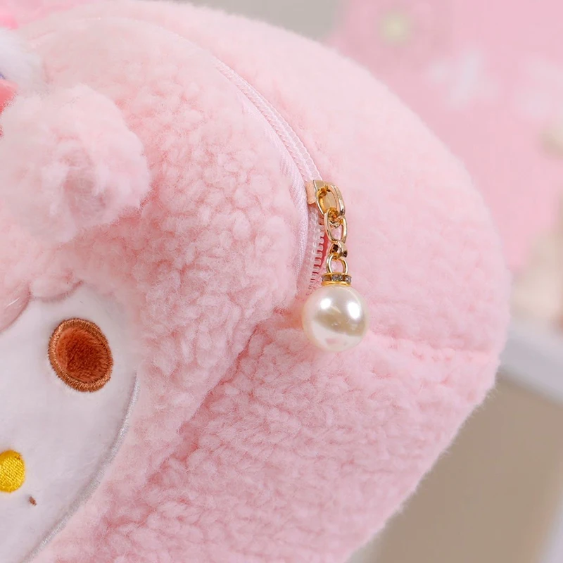 Immagine 5: Borsa Cosmetica Portatile My Melody in Peluche, Borsa da Viaggio per Articoli da Toeletta, Borsa per Pennelli da Trucco, Rossetti e Fotocamera, Regalo per Adolescenti