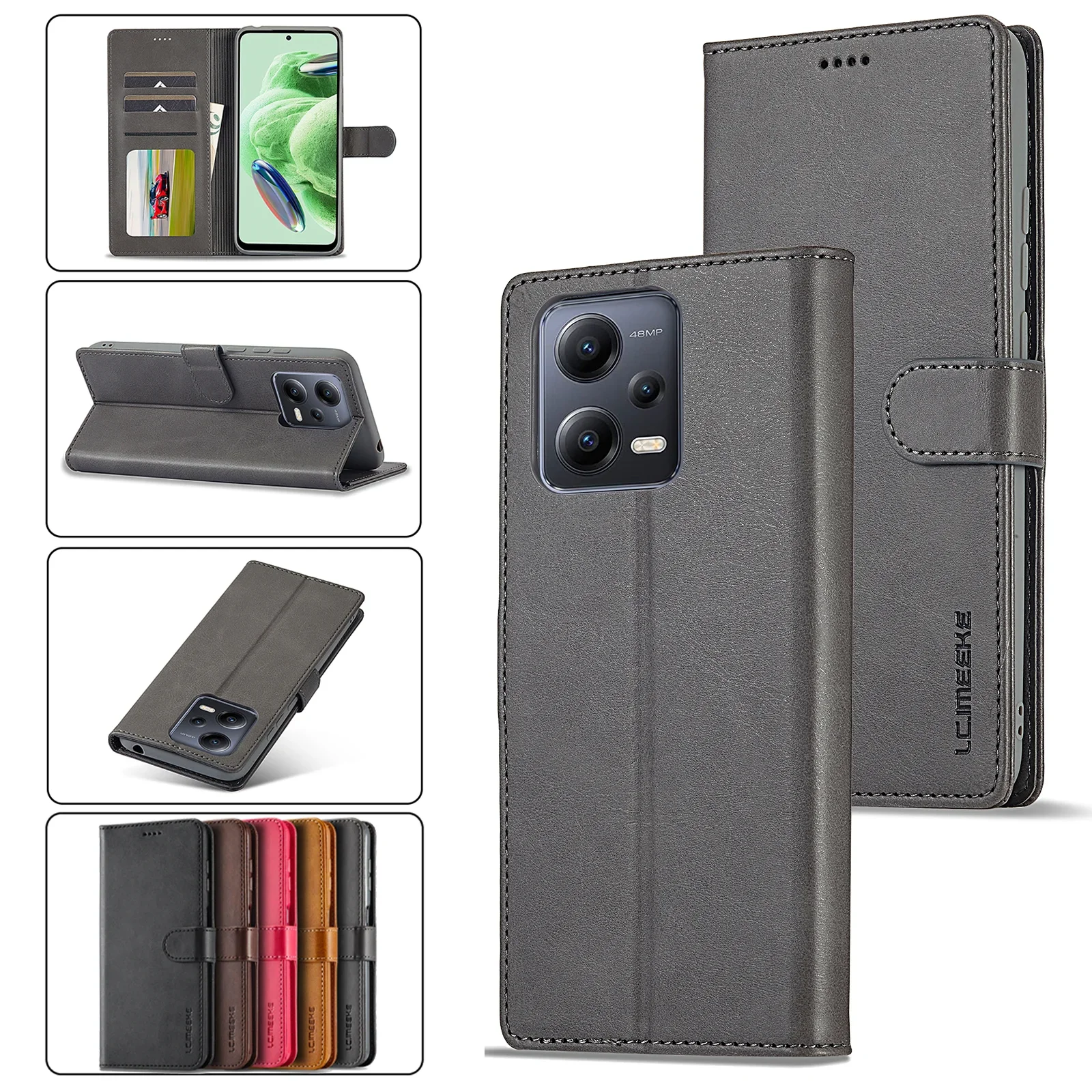 Leather Flip Case For XiaoMi 13T 12T 12 Lite Redmi Note 13 12S 11S 10S 13C 12 11 10 Pro Wallet Cover Mi Poco X5 5G M6 Pro