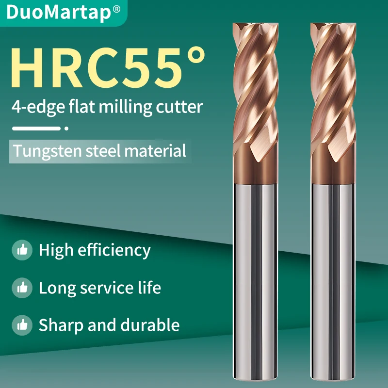 1PCSCNC Carbide Flat End Mill Tungsten Cutter 2 4 Flute Metal Steel Machining Tool Key Face Square Router Bit 6 8 12 Shank