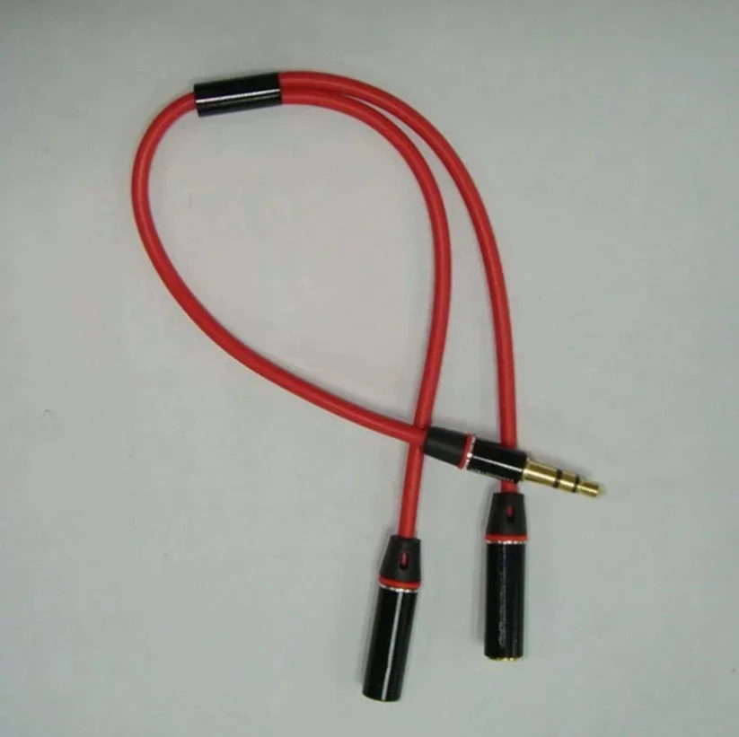 200pcs Audio Microphone Y Splitter Extension Cable Jack 3.5mm Male to 2 Female Aux Cord for MP4 Headphone Phone Laptop