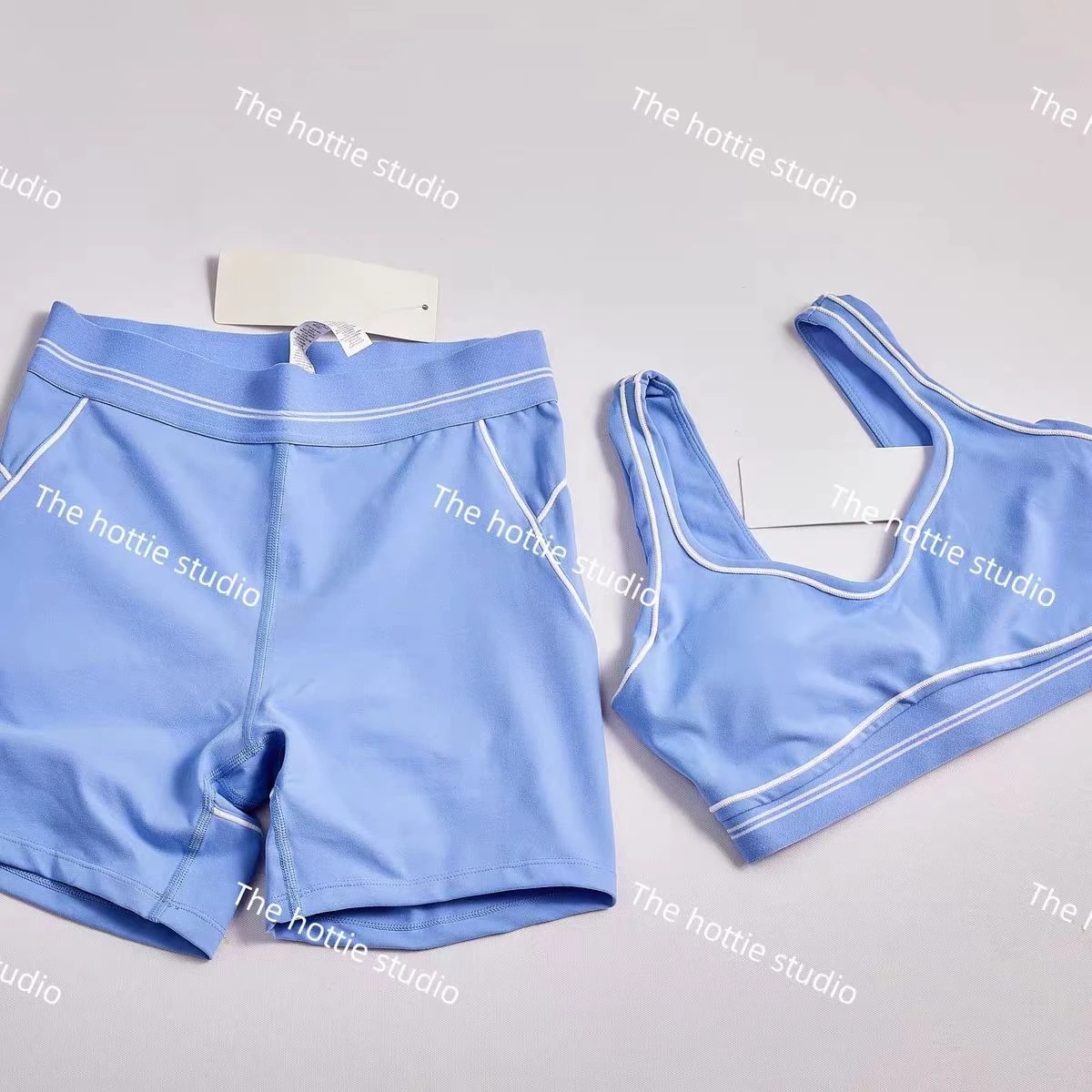 

@LO 2 Pieces Set For Woman Shorts Sports Top and Pants Yoag Sets Lady Gym Soft Leggings Clothes Short Daily Running Sets