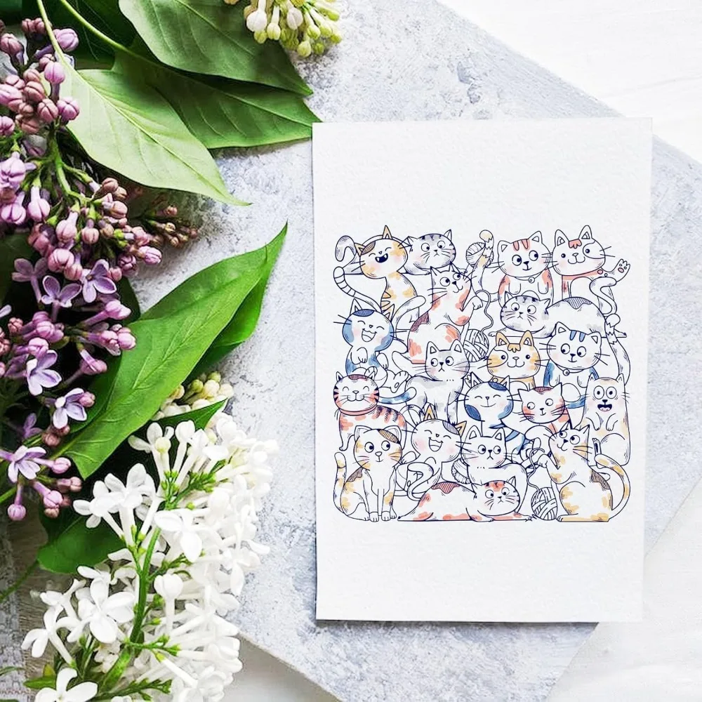 DIY 스크랩북용 고양이 배경 투명 스탬프, 실리콘 투명 스탬프 씰, 카드 제작 사진, 15x15cm
