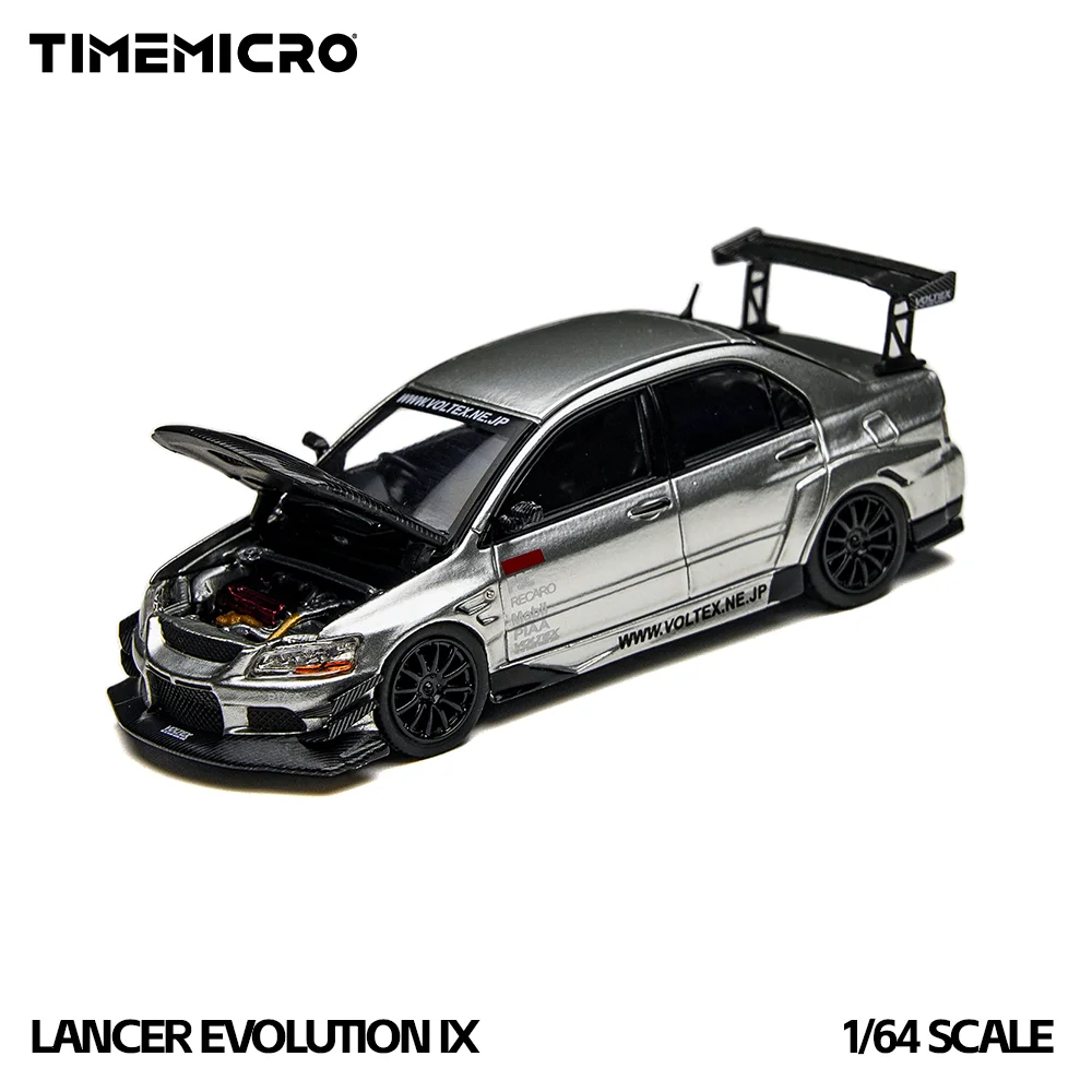 *Pre-order*TimeMicro1:64 EVO 9 Silver Open Cover Version Simulation Alloy Car Model for Hobby&Collectibles&Display