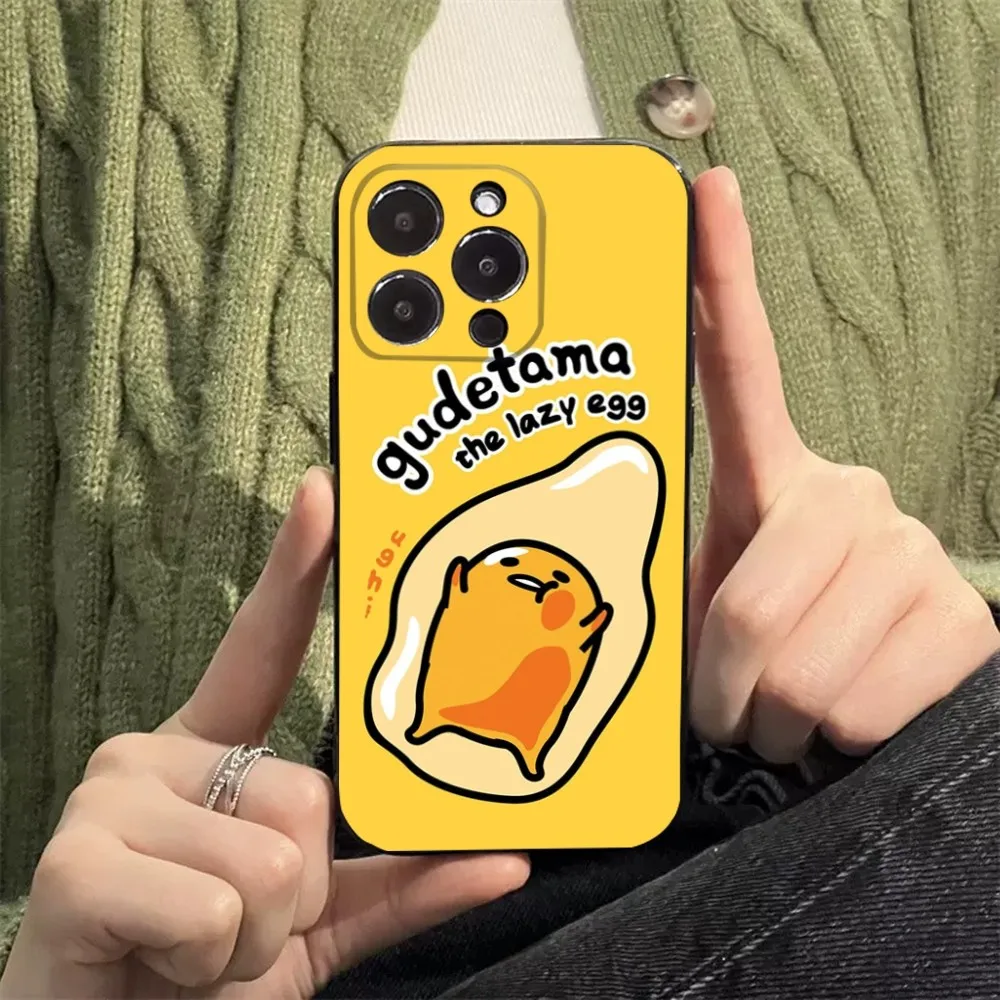 Cartoon G-Gudetama-S Phone Case For Apple iPhone 15,14,13,12,11,XS,XR,X,8,7,Pro,Max,Plus,mini Silicone Black Cover