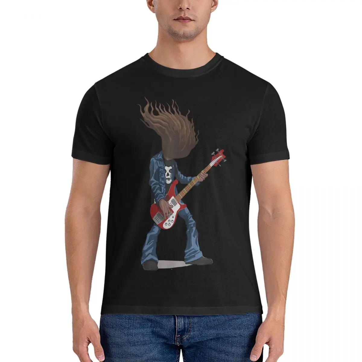 Vintage Guitar T-Shirt Men Round Collar 100% Cotton TShirt C-Cliff Bassist Burton Short Sleeve Tee Shirt Graphic Printed Clothes