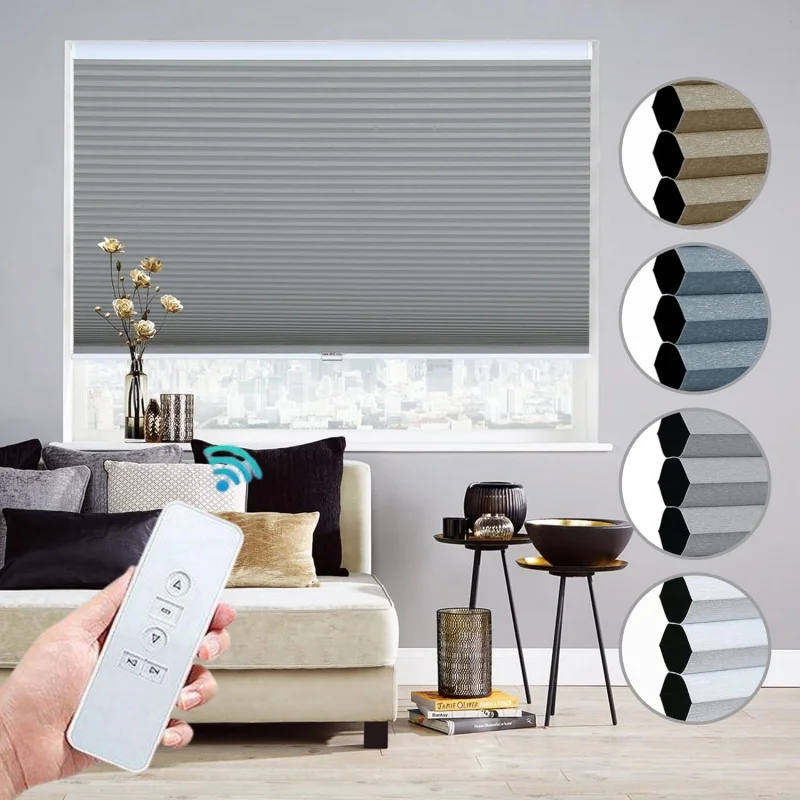 Wholesale Shades Reduce Noise Fabric App Phone Alexa Google Home Wifi To Control Automatic Honeycomb Cellular Blinds For House