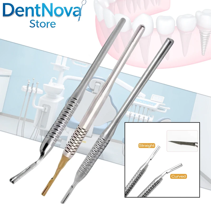 

Dental Scalpel Handle No.3 Surgical Blade Handle Curved Oral Hilt Stainless Steel Tool for Dentist Oral Surgery Clinic