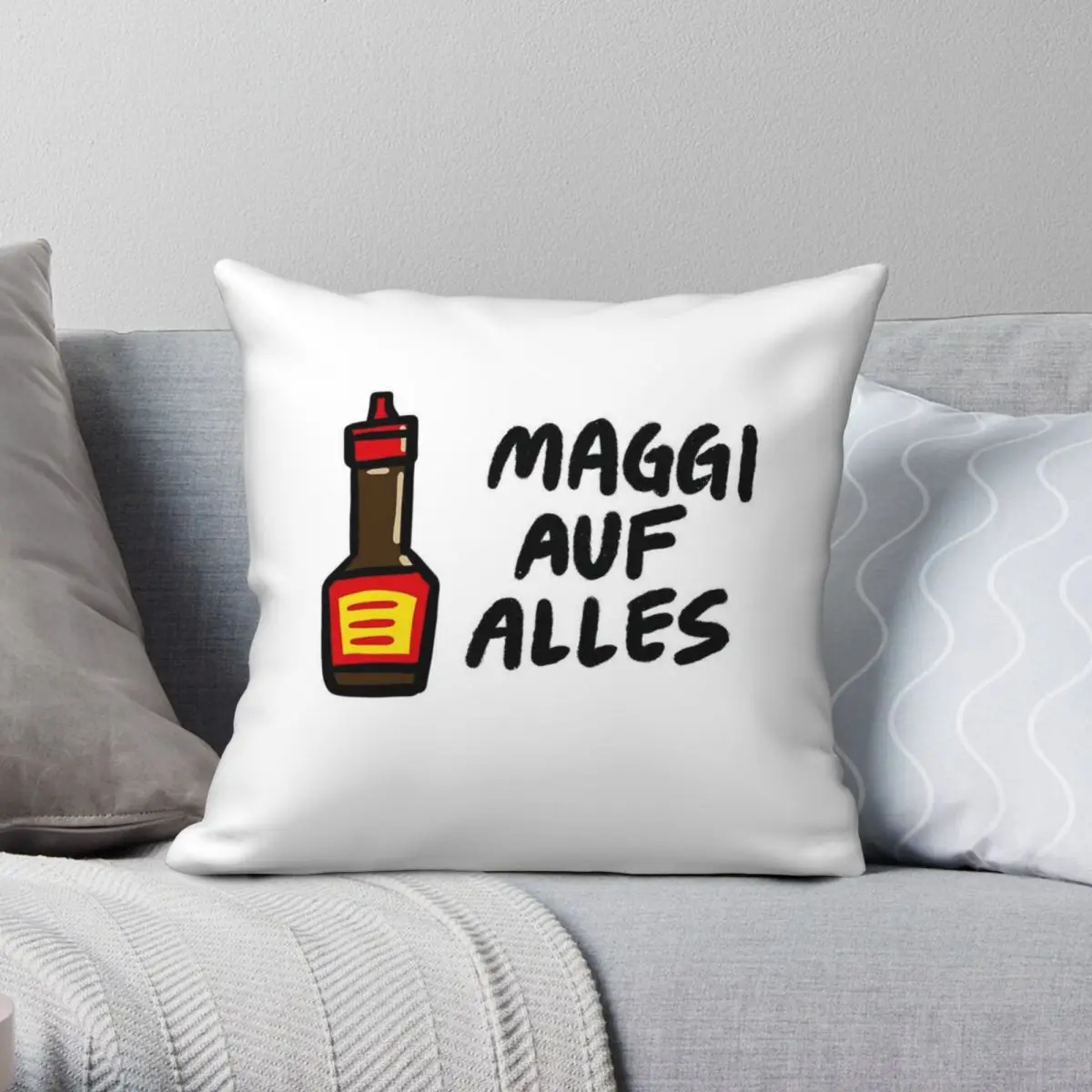 Maggi Auf Alles Deutsch Square Pillowcase Polyester Linen Velvet Pattern Zip Decor Home Cushion Cover