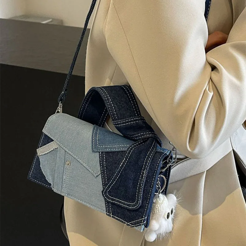 Denim Retro Luxury Designer Patchwork Pattern Small Crossbody Bags Handbags Letter Shoulder Shopper Female Jean Purse