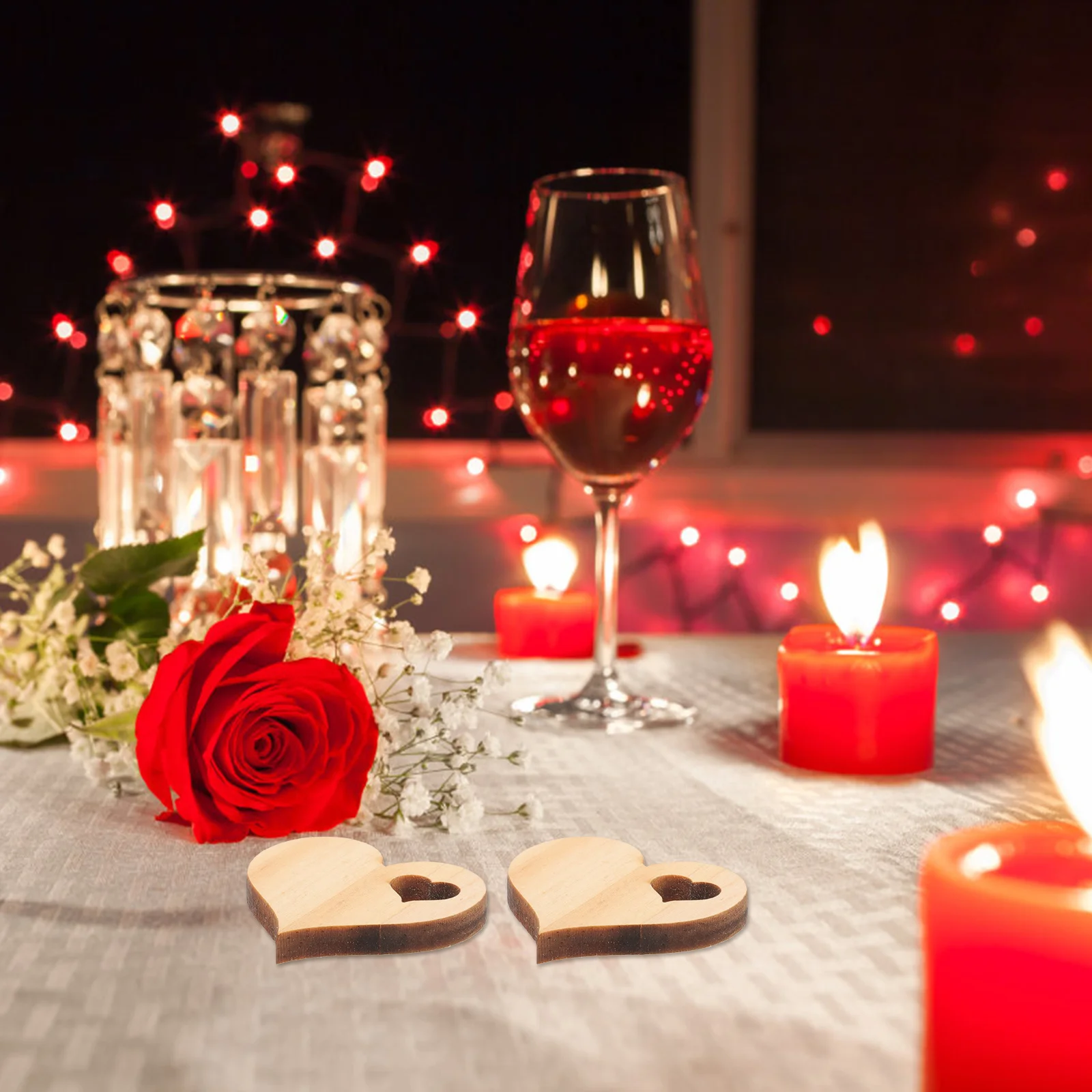 

Heart Decor Love Wood Chip Decoration Ornament Slices for Diy Heart-shaped Small Beige