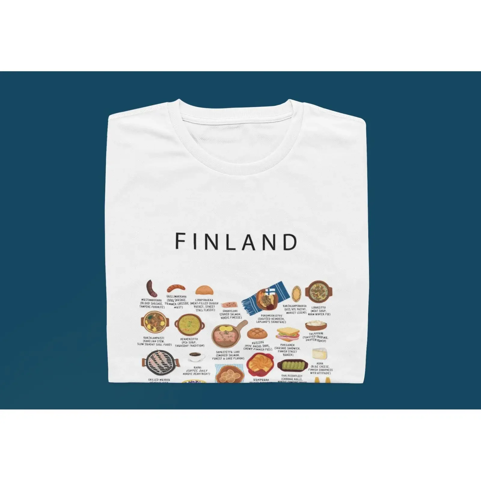 Finland Foodie T Shirt Nordic Street Food amp Finnish Cuisine Scandi Kitchen  vintage Washed Breathable graphic Versatile homme