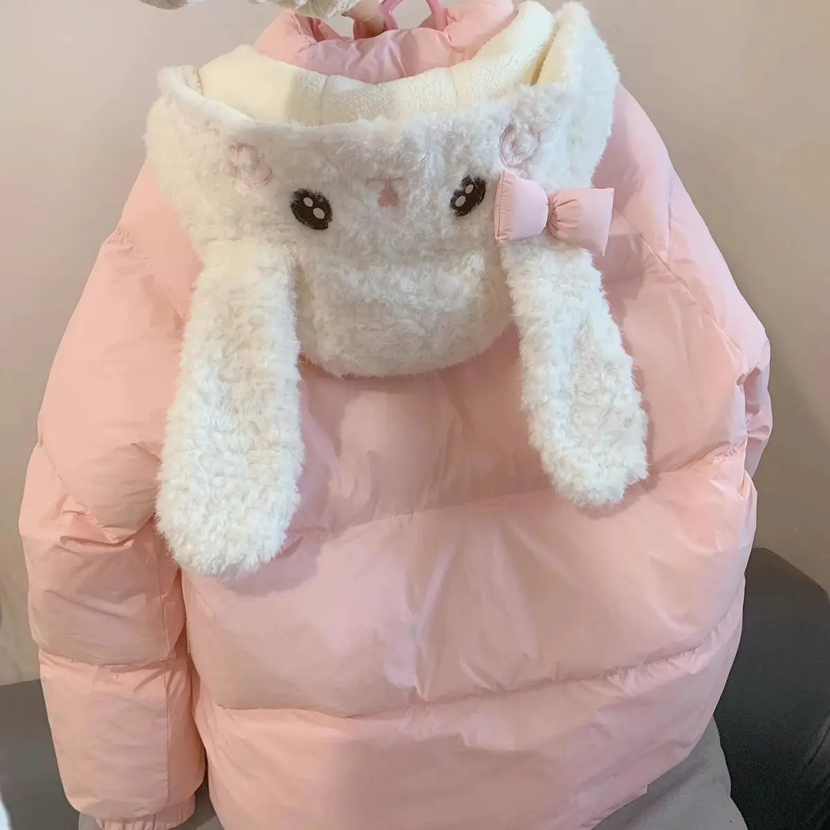 اليابانية Kawaii البلوز طويلة الأكمام لطيف آذان أرنب الديكور المرأة عادية الحلو نمط الكرتون طباعة هوديي معطف الخريف #3