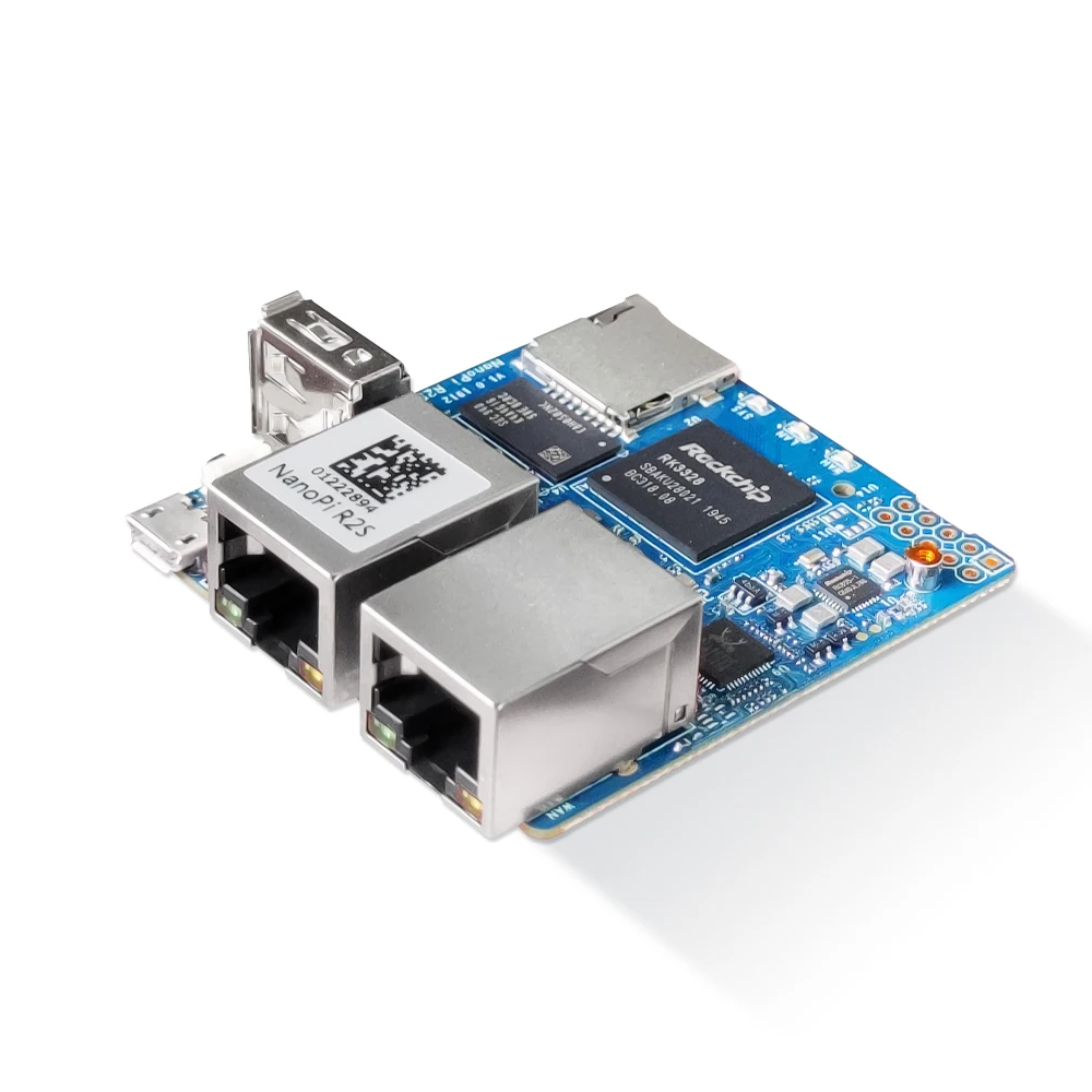 Youyeetoo New NanoPi R2S Rockchip RK3328 with CNC Metal Case Mini development board Dual Gigabit Port 1GB SBC System