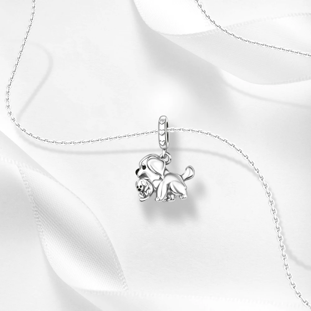 

silvery pet dog Charms 925 Sterling Silver Beads Fit Original 925 Bracelet Making Gift for Woman Jewelry Diy Fashion Pendant