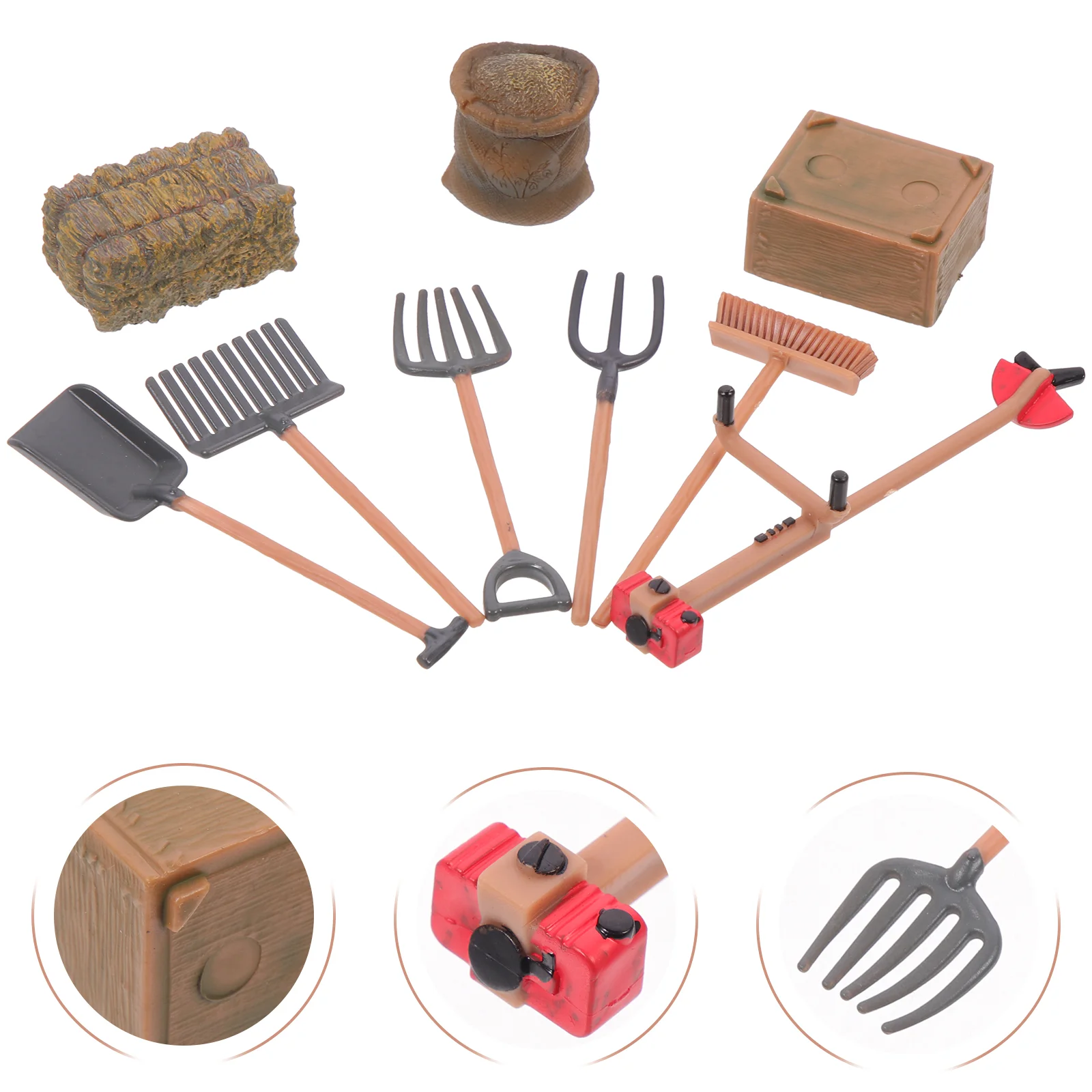 Miniature Farm Tool Set Plastic House Decor Mini Garden Models Lightweight Exquisite Details Bedroom Living Room Kitchen