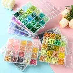 About 400pcs 20 Styles Round Glass Beads For Necklaces and Bracelets DIY Jewelry Making Finding Kits