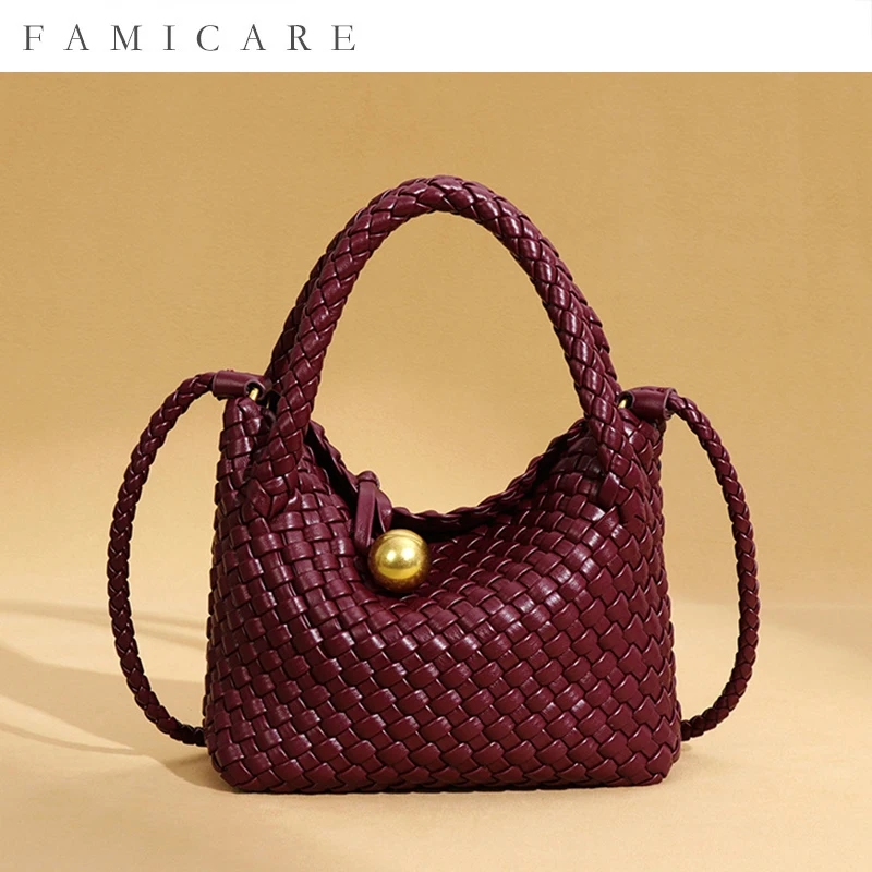 

2026 New Collection Handwoven Dumpling Tote Solid Color Versatile Handmade Market Bag Women Shoulder Crossbody Unique Handbag