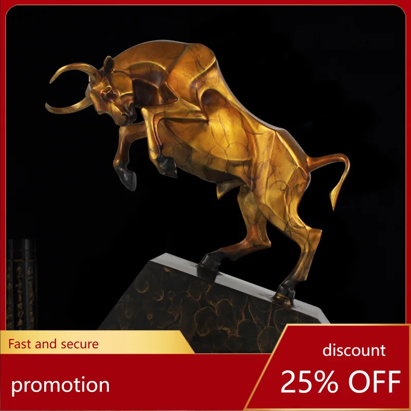 CZ Chinese Style Brass Ox Ornament Office Home Living Room Desktop Opening Gift Office Decoration