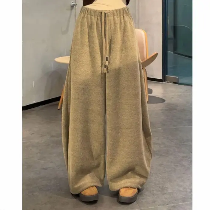 

2025 Fashion Versatile Lazy Style High Waist Wide Leg Pants Loose and Drape Casual Trousers Khaki Straight-leg Pants