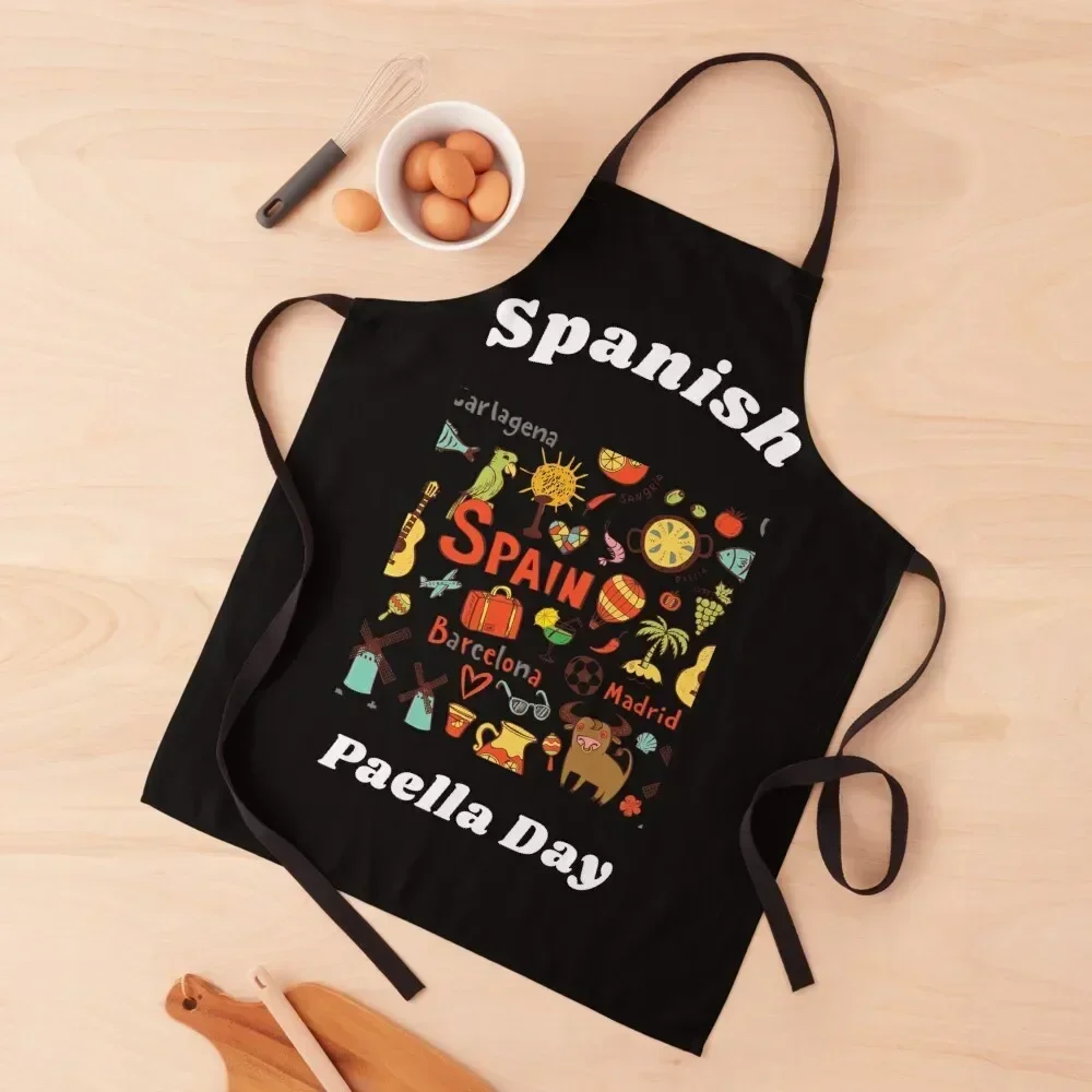 

National Spanish Paella Day Apron professional hairdresser painting Apron