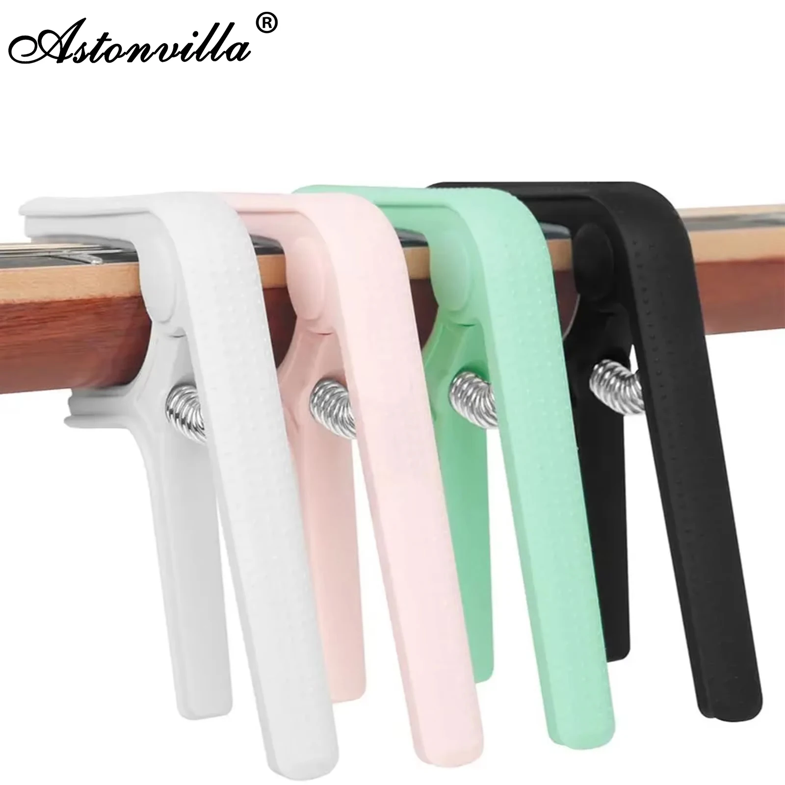 Universal Capo Guitar/Ukulele Plastics Silicone Capo Tuning Tools Guitar Clamp with Anti Slip Points Black/White/Pink/Cyan