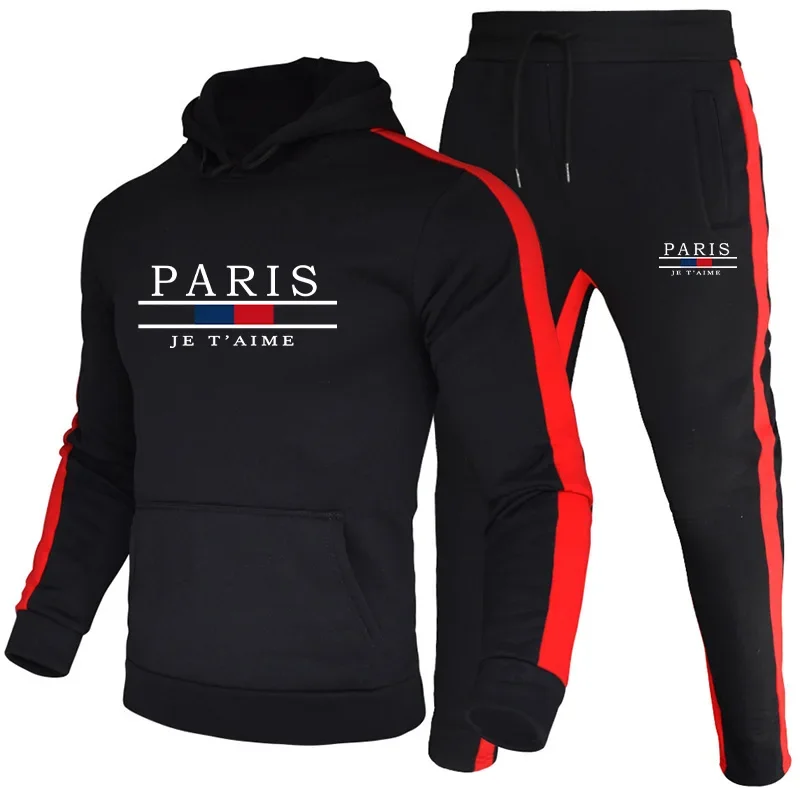 Men's Tracksuit Printing Casual Sweatshirts 2 Pcs Set Outdoor Fitness Sports Jogging Hoodies Suit Autumn Winter Fashion Clothing - view 2