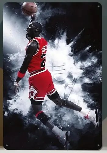 Cartel de pared de metal de inspiración vintage de Michael Jordan-Bulls -Chicago 12x8 en nuevo -aluminio