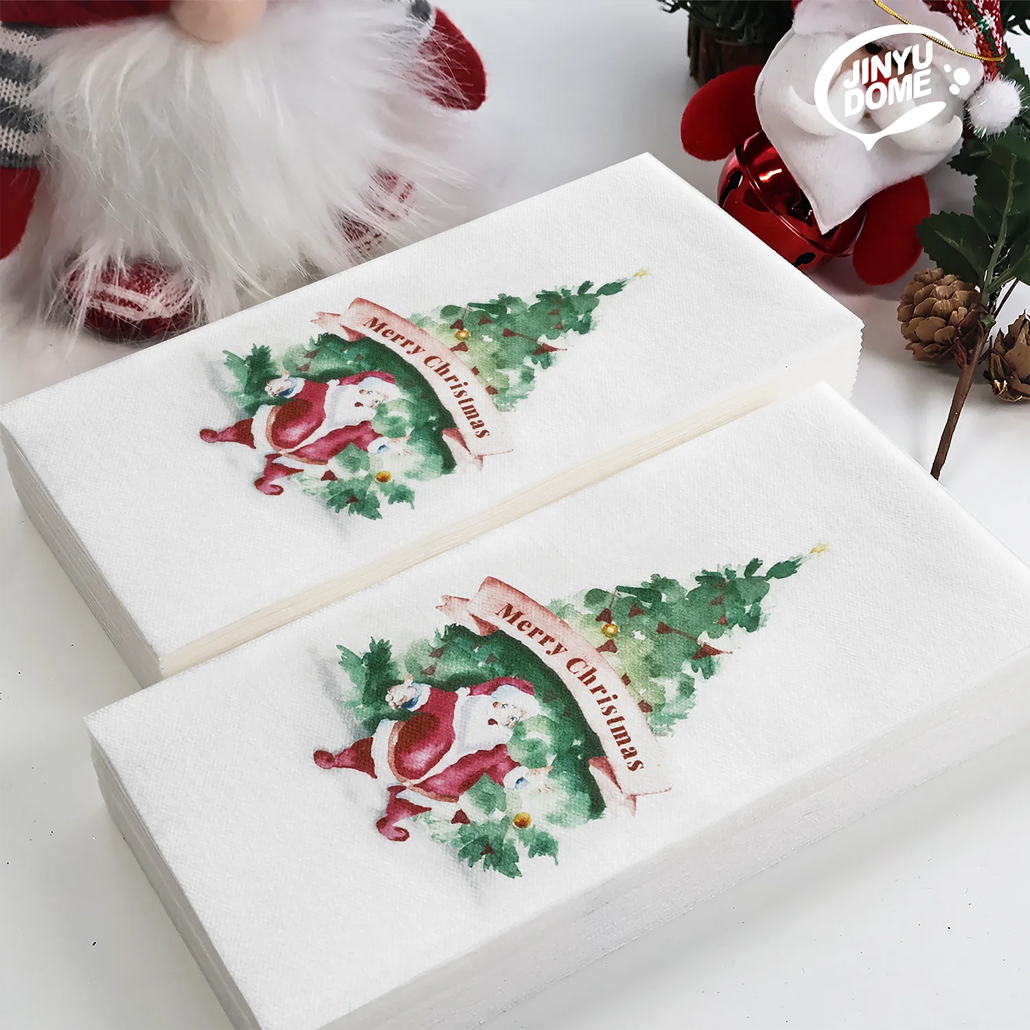 25/50 Stück Einweg-Dinner-Servietten – Papierhandtücher mit Leinengefühl, Weihnachtsbaum für Weihnachtsfeier, Urlaubsessen, Familie
