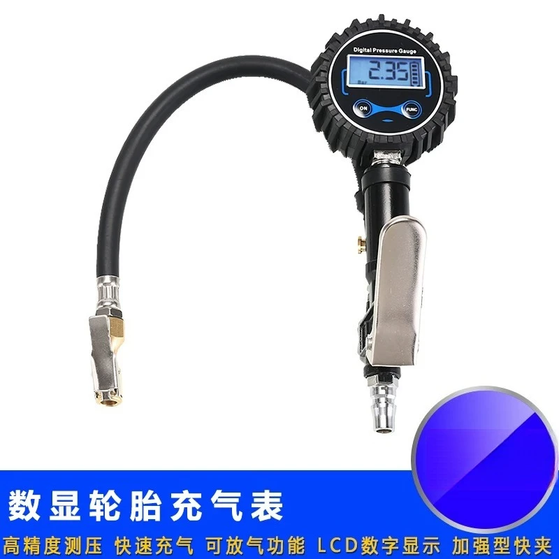 Digital Tire Inflator Gauge LED Display, 200PSI Quick Fill Air Chuck for Car Truck Motorcycle Pressure Test