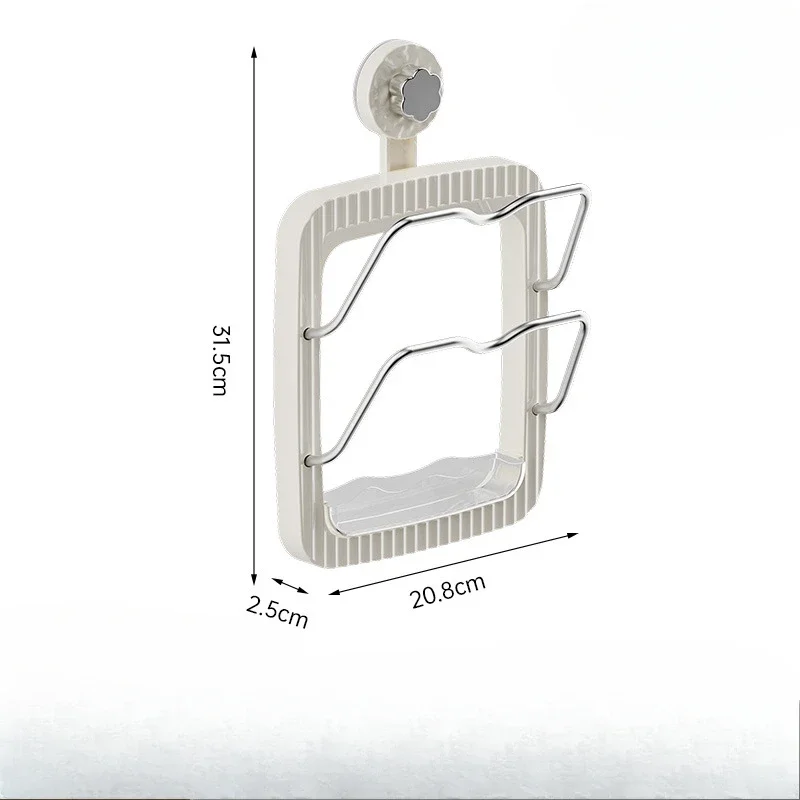 Suction cup pot lid holder placer free wall-mounted kitchen shelf multifunctional chopping board rack double draining