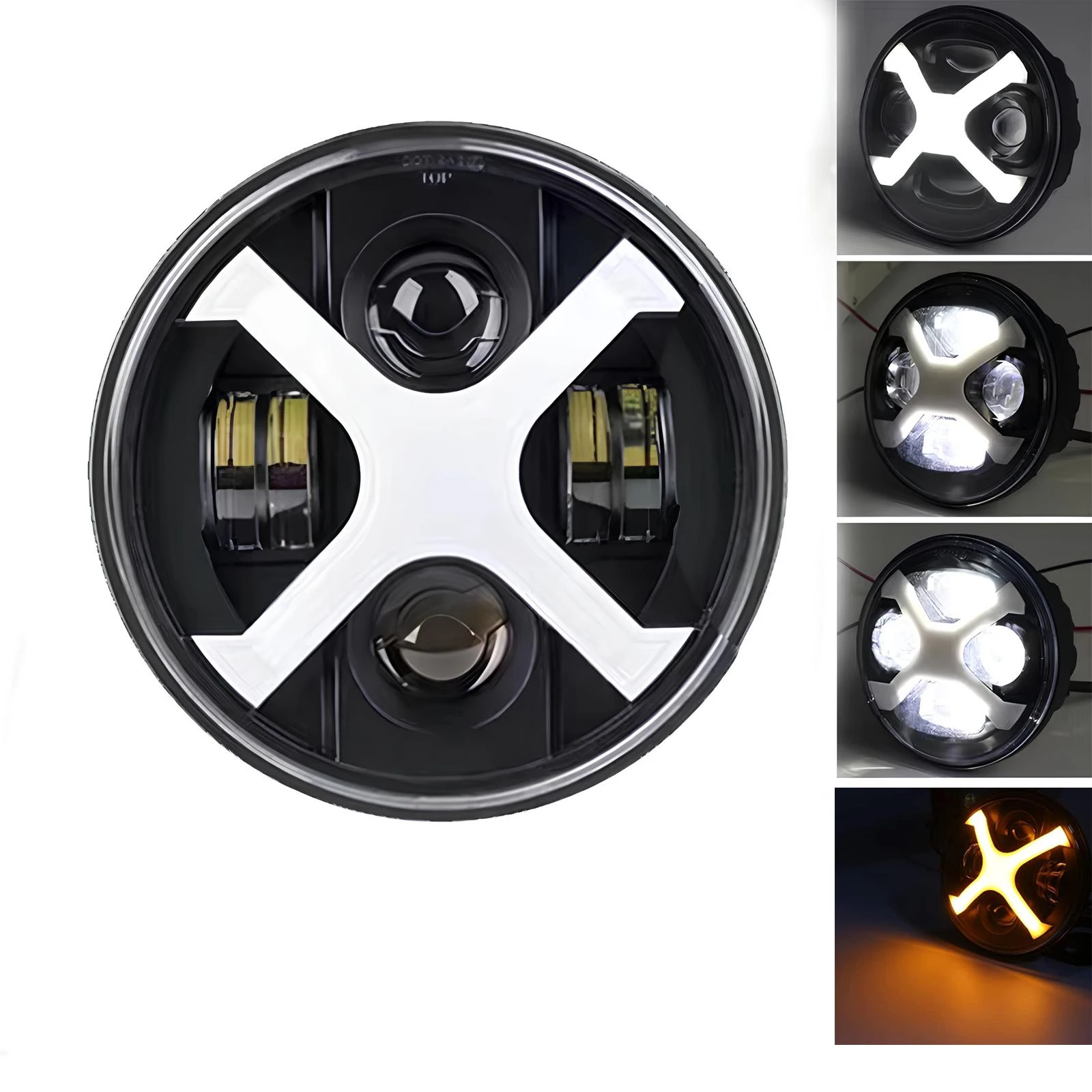 

7inch Round Led Headligt 7" Motorcycle X White/Amber DRL Head Light for Motobikes Wrangler JK JKU