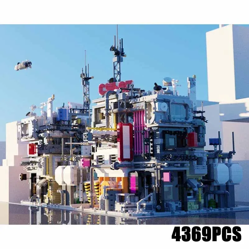 Moc Building Blocks Cyberpunk City Model Technical Bricks DIY Assembly  Modular Construction Street View Toys For Kids Gifts